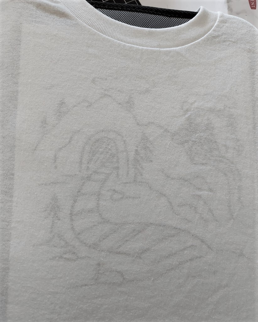 template for train drawing showing through t-shirt 